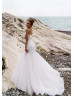 Strapless White Pleated Organza Dreamy Wedding Dress